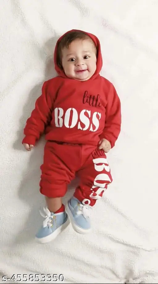 New stylish pure cotton hoodie and trackpants in printed design, India-made kid's winter wear