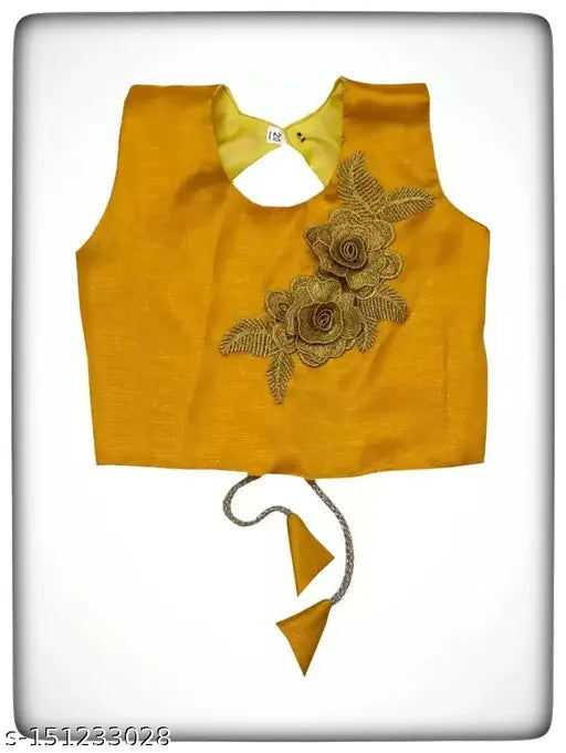 Embroidered net lahenga choli with sleeveless top and self-design dupatta, one size for 1-2 years old, Indian origin