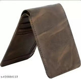 Brown leather wallet, FANAN Men Casual Evening/Party formal design with 5 card slots and double zipper compartments