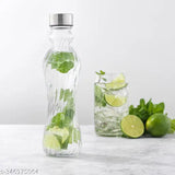 White glass water bottle, wide mouth, leak-proof stainless steel lid, BPA free, premium quality construction