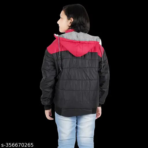 Colorblocked nylon kid's jacket, long sleeves, 8-9 years size, India origin