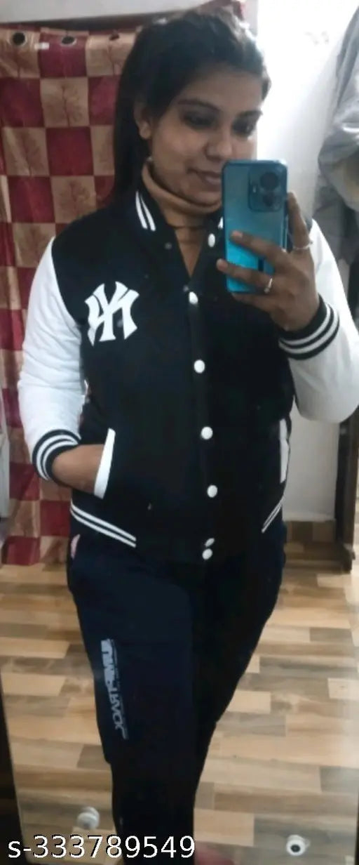 Fleece long-sleeve solid jacket, stylish women's wear from India