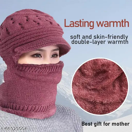 Wool balaclava hat with face cover, perfect for winter sports and hiking. Soft velvet texture, lightweight, and well-constructed." (109 characters)