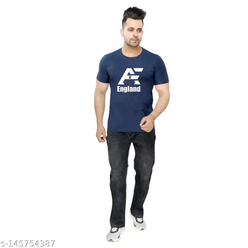 Printed men's round neck cotton T-shirt, soft and comfortable, short sleeves, various sizes available