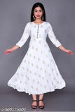 Rayon printed women's anarkali kurti, three-quarter sleeve, vibrant Indian pattern, S to XXXL sizes available