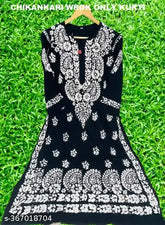 Rayon chikankari only kurti, dyed/washed combo, short sleeves, India-made fashion for women