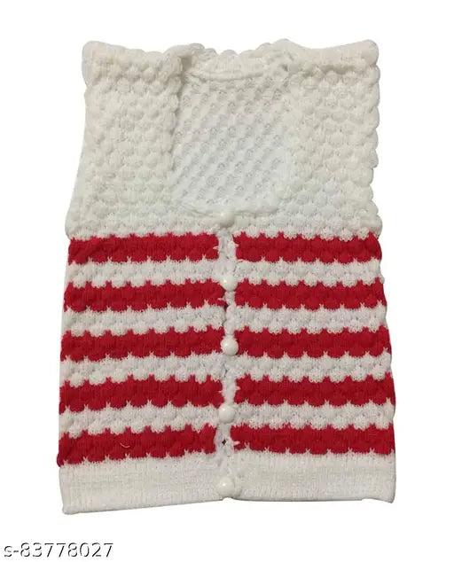 Multicolor woolen, unisex knitted sleeveless sweater set (4 pieces) for newborn babies, ideal for winter seasons
