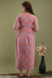 Stylish pink rayon feeding gown, printed combo, three-quarter sleeves, M-XXXL. Beautiful maternity wear from Kisnaa, India