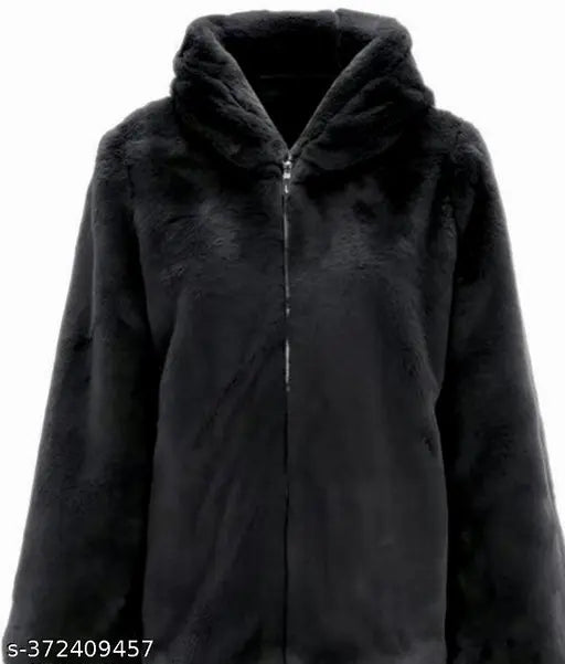 Acrylic winter fur jacket for girls, stylish M size with 38in bust and 23in length