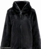 Acrylic winter fur jacket for girls, stylish M size with 38in bust and 23in length