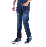 Elegant polycotton men's jeans with new design, provides comfort and bold style. Solid color, sizes 30, 34, 36 inches, origin India
