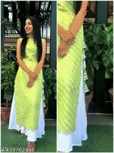 Cotton kurti-palazo set, printed net, sleeveless, white plazzo for women's casual wear by Niharika Creations