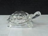 Clear crystal tortoise Feng Shui showpiece for good luck, success, prosperity, and wish fulfillment. Made of glass, 12 cm long, 1.5 cm high, and 6 cm wide