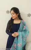 Festive season Anarkali gown in solid pattern, long sleeves, available in sizes S-XXL, Indian women's dress with dupatta