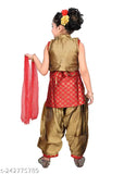 Red printed designer kurta patiala salwar suit with jacket and dupatta for girls, Indian ethnic kids wear by Hariyal Creation
