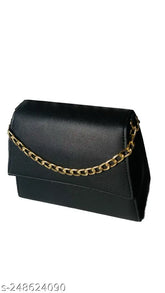 Black leather crossbody sling bag, fancy design with two compartments for women