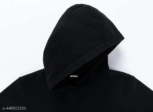 Black cotton Kids/Boys Girls pullover solid kangaroo pocket hoodie, unisex kids clothing for 2-8 years