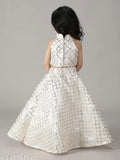 Silk blend checked kids lehenga choli and net dupatta, unique designers, Indian ethnic wear for 1-6 years