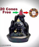 Adiyogi Shiv Ji poly resin smoke fountain idol, intricately designed Indian spiritual figurine on pedestal