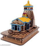 Wooden three-dimensional model of Kedarnathji Temple, handcrafted in pine, vibrant colors, for car dashboard or home office decor, 9x55x10 cm (12x10x7 inches)