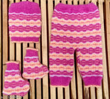 Pink woolen newborn sweater set (0-3 months), long sleeves, embroidered net pattern - baby clothing