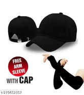 Cotton flat cap with arm gloves, trendy solid onesie pair from India