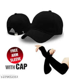 Cotton flat cap with arm gloves, trendy solid onesie pair from India