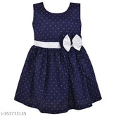 Silver Kraft navy blue cotton sleeveless frock dress for kids, India-made quality print