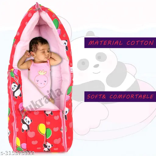 Indian-made, printed net cotton hooded bed cum for baby, sizes: 0-3M, 0-6M, 3-6M, 6-9M