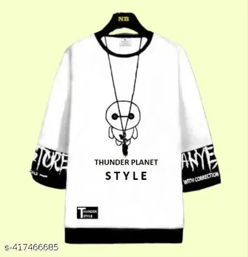 Trendy glamorous, micro polyester round neck oversized t-shirt for men (M/38in-27in). Contemporary urban style, made in India
