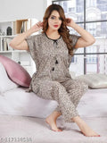 Cheeta print satin kaftan night suit top pyjama set, premium quality Indian-made Satin fabric with modern graphic prints for comfortable loungewear/nightwear