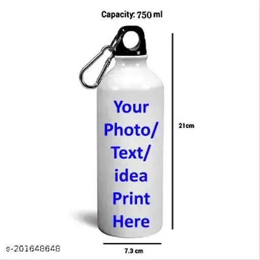Personalized customized printed water bottle, 750ml aluminum sports bottle with leak-proof feature, perfect for any birthday or anniversary gift