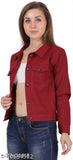 Trendy denim full sleeve cotton jacket & waistcoat, solid color, women's/girl's/ladies, long sleeves, India origin