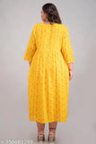 Plus size rayon gown, three-quarter sleeves, printed net, 4XL - Indian plus size fashion