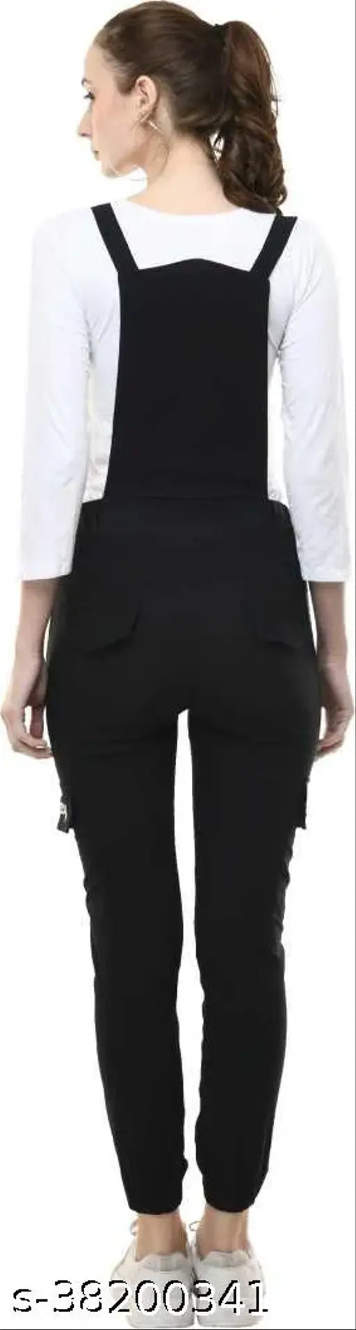 Black cotton blend sleeveless jumpsuit, stylish and modern for women sizes S28, M30, L32, XL34