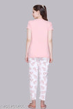Women's cotton printed half sleeve nightsuit set, vibrant pattern for girls sleepwear on display