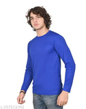 Stylish solid T-shirt set for men & boys, polyester long sleeves in vibrant colors: white, seagreen, sky, teal, blue