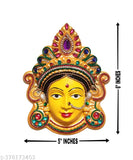 Yellow plastic Mahalakshmi face figurine, bring prosperity to your home or office