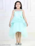 Sky blue net dress with toy balloon print, suitable for girls party wear aged 1-4 years