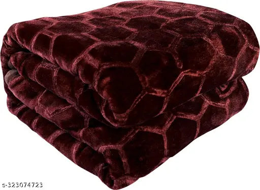 GKM Floral double Mink Polyester blanket for heavy winter, warm and cozy microfiber throw with intricate floral design
