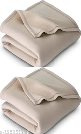 Cream polar fleece single bed blanket combo pack, ideal for mild winter, made of 400 thread count polyester wool from N G Products