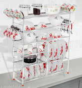 Stainless steel kitchen organizer: WINSTAR 6-shelf wall mount rack, lower 3 plate dish racks for modular storage, 36x36 inches