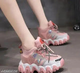 Synthetic colorblocked women's casual shoe, mesh upper and rubber sole, lace-up fastening, size 3-8, Indian origin