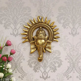 Metal Ganesh Kiran wall idol, Vastu-friendly for home, temple, office, gifting; 19x3x22.5 cm size, Indian origin