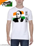White printed Baba Saheb Ambedkar design t-shirt, unisex polyester half sleeve round neck tee for men, women, boys, girls. International style, premium yarn blend, versatile