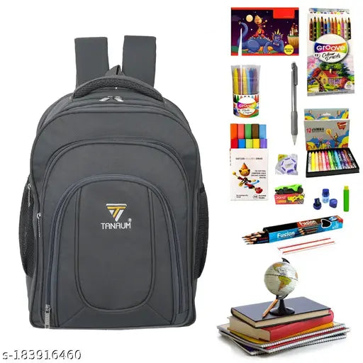 TANAUM Jamboo waterproof reflective travel school bag (40L), durable for grades 4-10. Polyester net, vibrant colors, organizer section, padded handle & back straps. Perfect for students of all ages