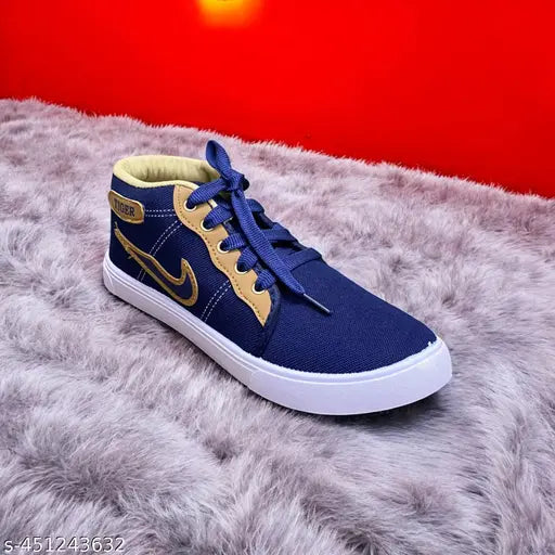 Boys' blue mesh casual shoes, lightweight, washable, daily wear & partywear, lace-up design, vibrant print, perfect for cool outfits (India)