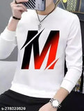 White polyester full sleeve t-shirt, printed design for men