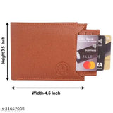 Brown faux leather men's two-fold wallet, solid design with 3 credit card slots, secret compartments, and currency pockets, made in high-quality PU leather, India
