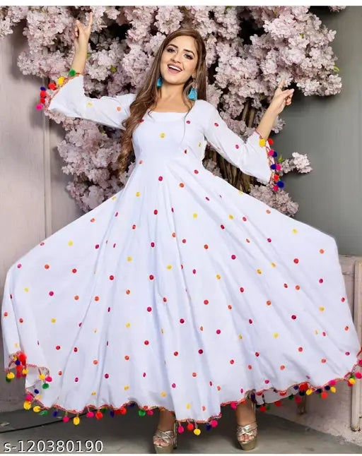 Exclusive rayon long kurti, printed combo three-quarter sleeves, Indian ethnic wear on display